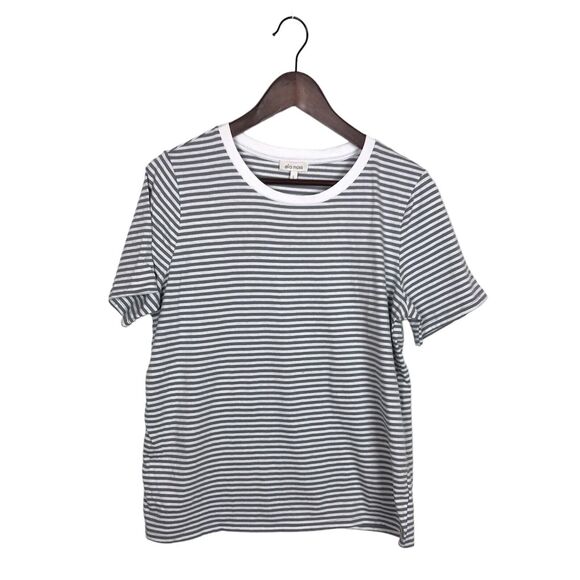 Ella Moss Tops - Ella Moss Gray White Striped Short Sleeve T-Shirt Women's Size Large